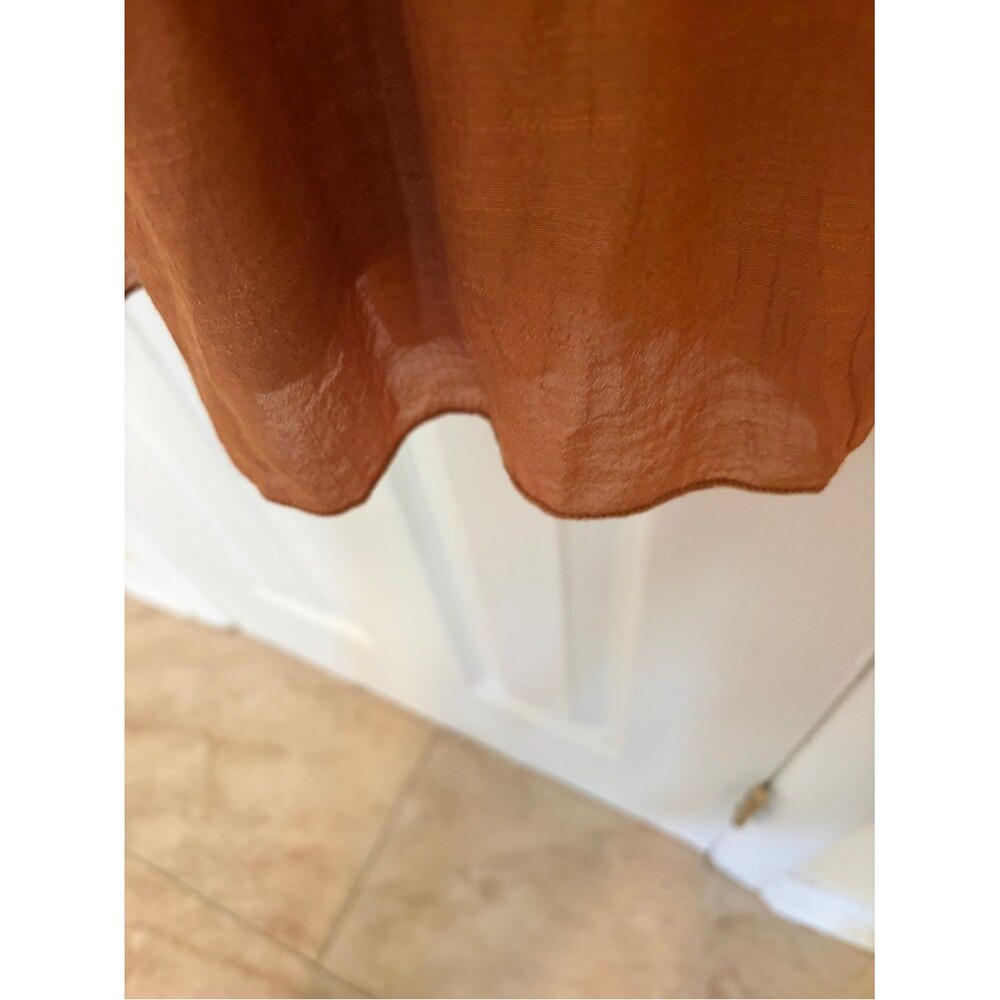 Kings Road Rust Boho Lace Yoke Long Sleeve Peasant Dress Tunic - Size L - Picture 7 of 8